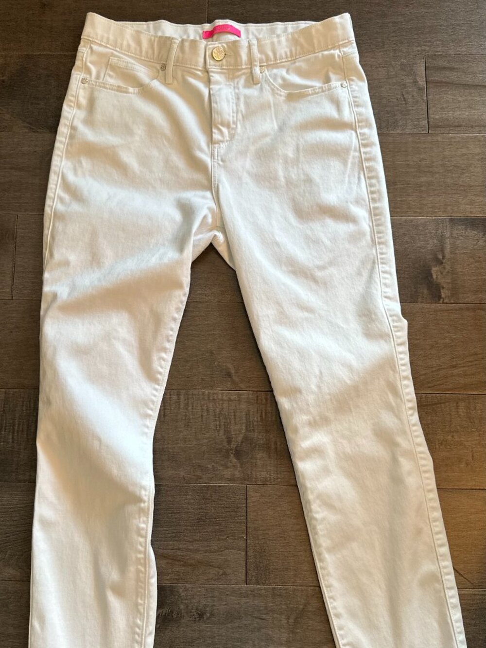 Lilly Pulitzer White Jeans 12 Straight Leg Stretch Denim